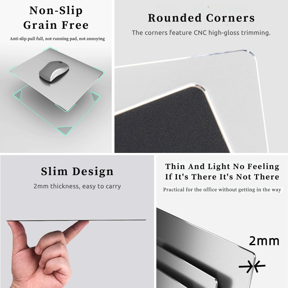 Aluminum Mouse Pad Double Sided Waterproof Gaming Mat