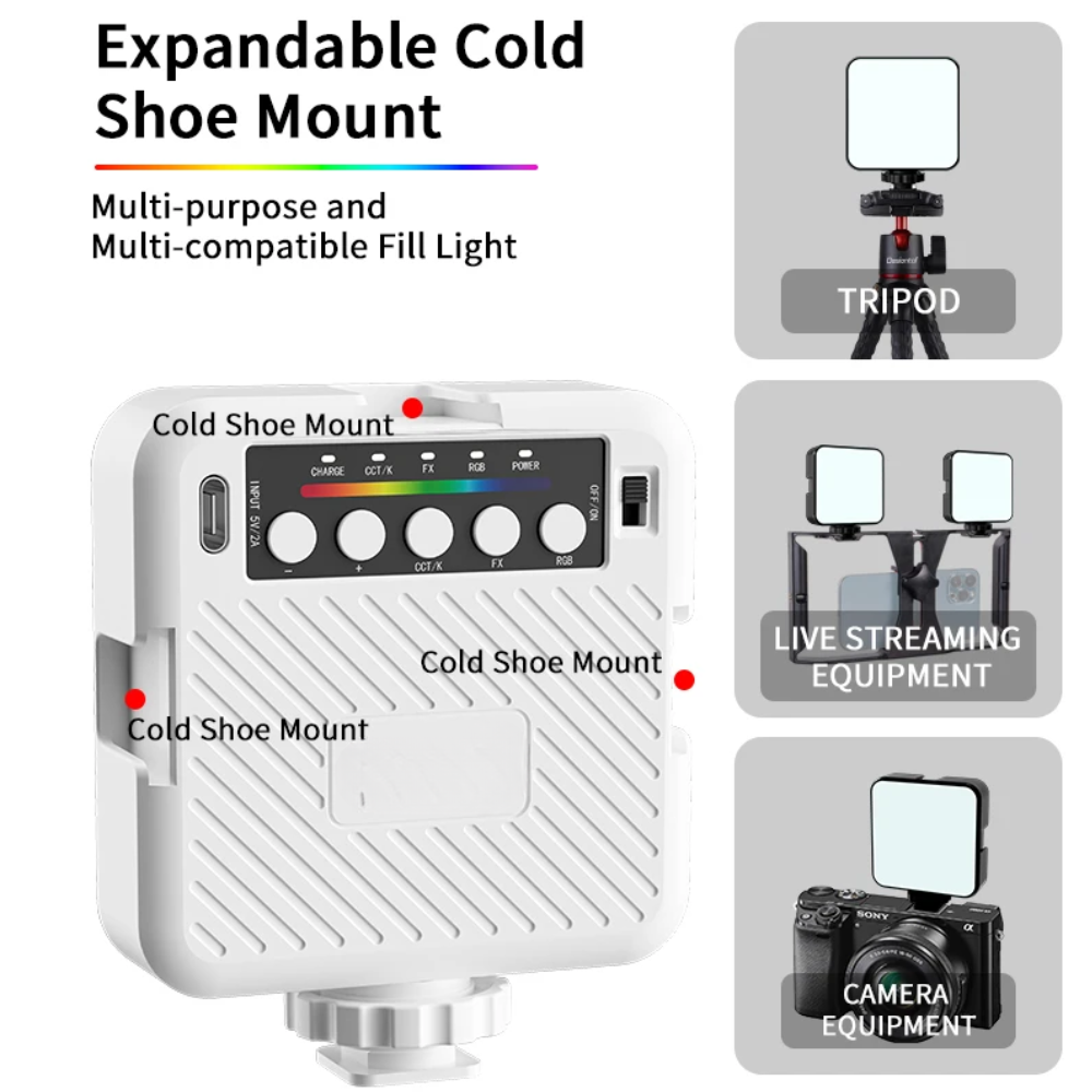 adjustable brightness rgb camera light for video shooting