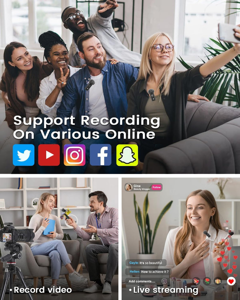 Compact wireless microphone for YouTube, iPhone and Android