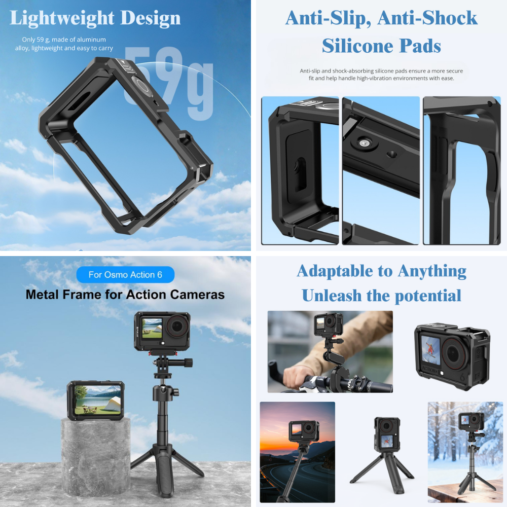 aircraft grade aluminum cage for action camera