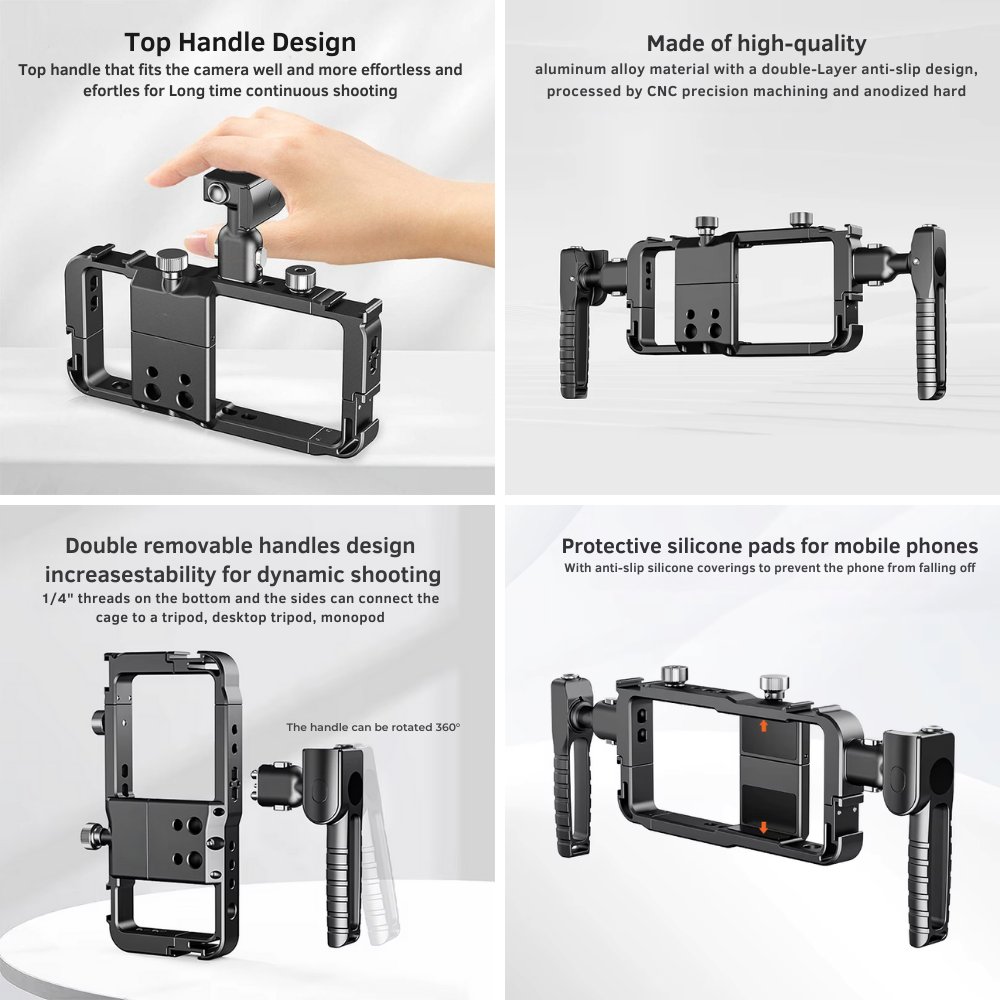 360 rotating handle phone video rig