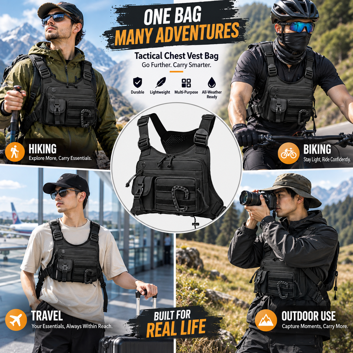 Tactical Chest Bag | Multi Pocket Adjustable Vest Rig