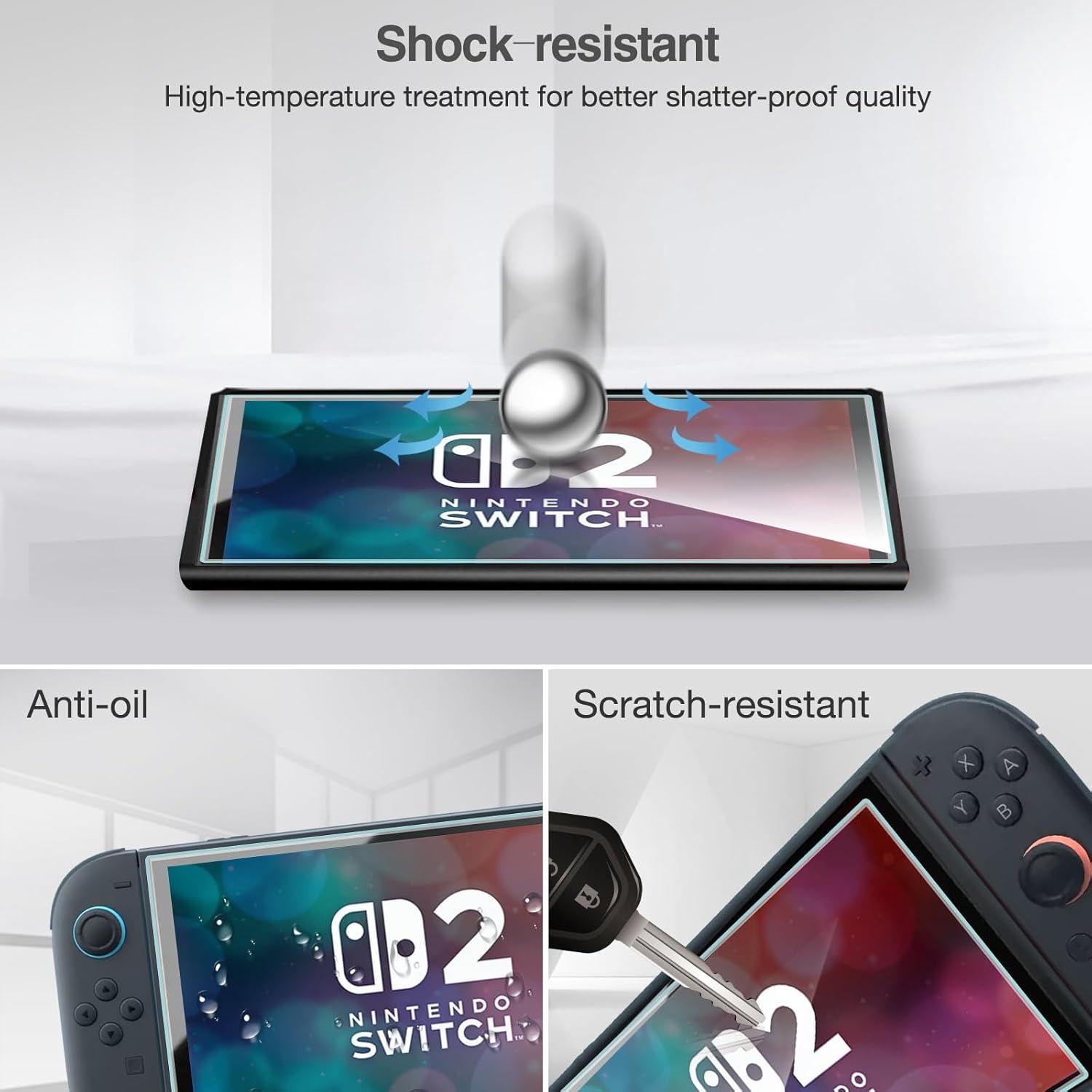 Nintendo Switch 2 screen protector, Switch 2 tempered glass, 