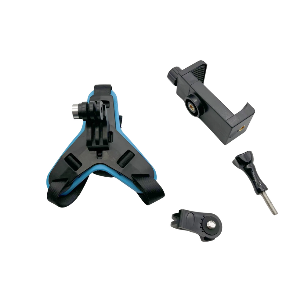 Helmet mount kit with phone clamp for GoPro, Insta360 X series and DJI Action