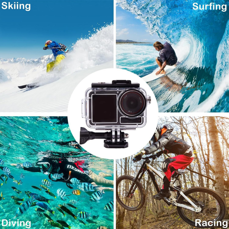 Travel accessory kit for DJI Osmo Action 5 with waterproof case