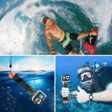 Action camera floating bobber grip with strong wrist strap
