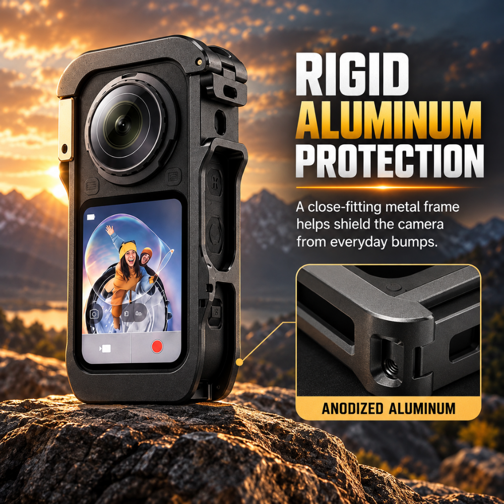Aluminum Camera Cage for Insta360 X6 magnetic mounting system
