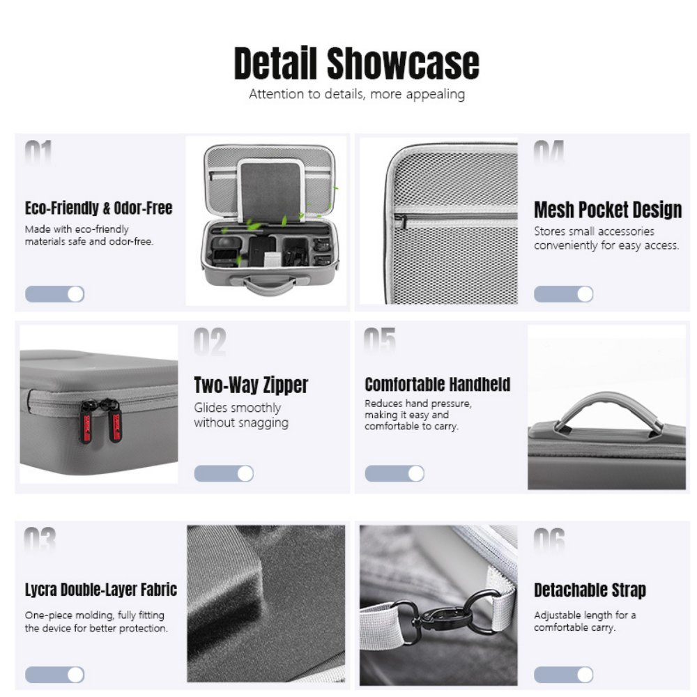 Protective PU travel case for DJI OSMO 360 panoramic camera gear