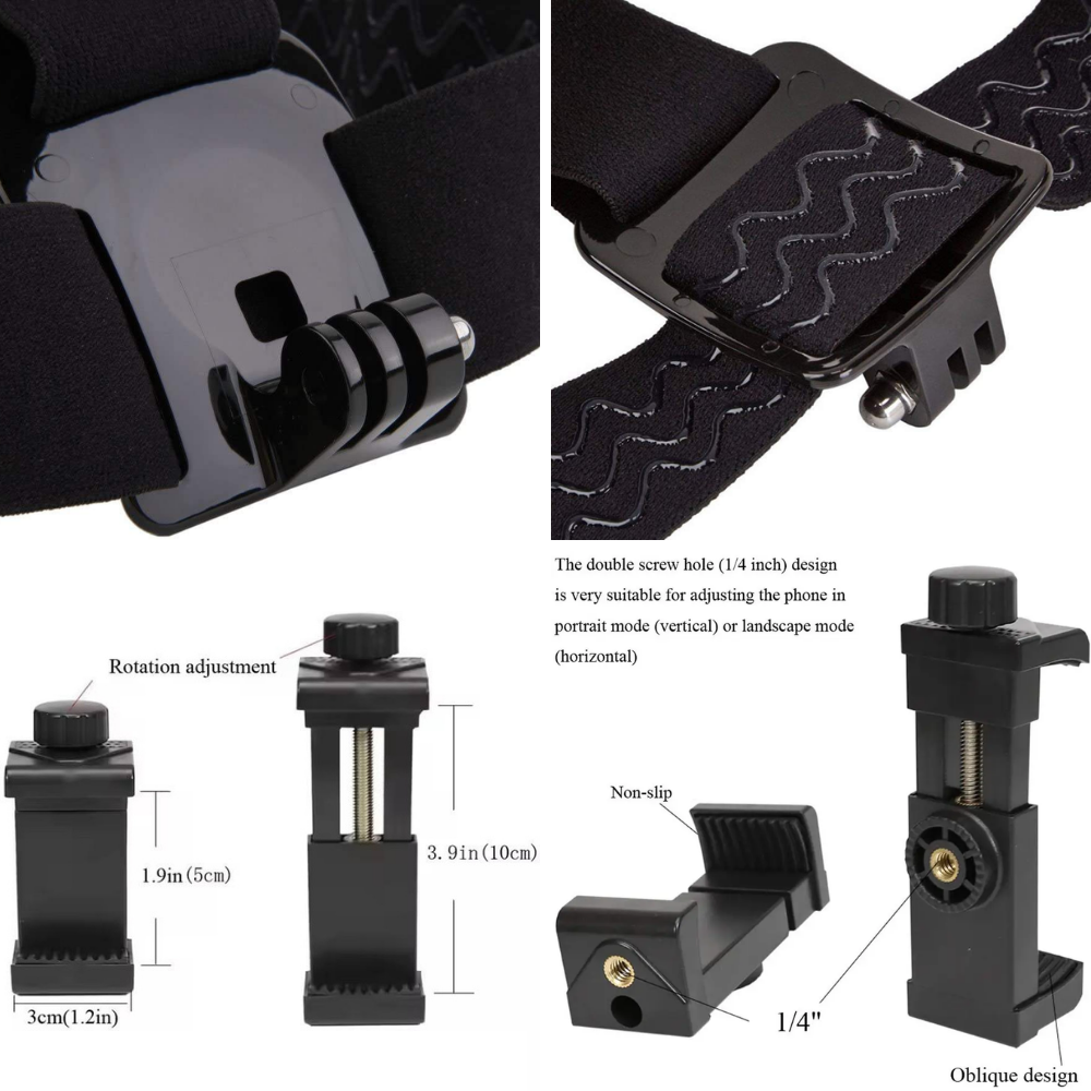 adjustable anti slip head strap for action cameras