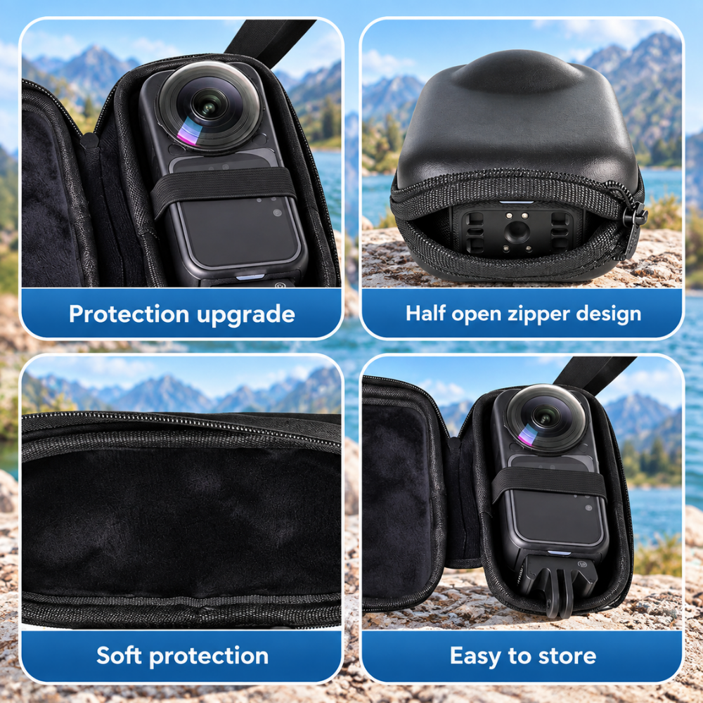 Carrying Case for Insta360 X6 with lens cap and protective cage