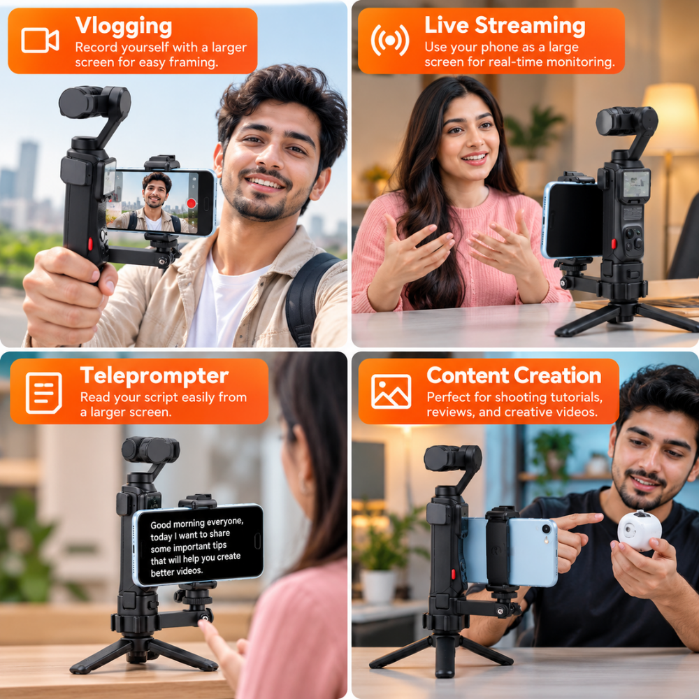 Phone clip mount with 1/4 inch adapter