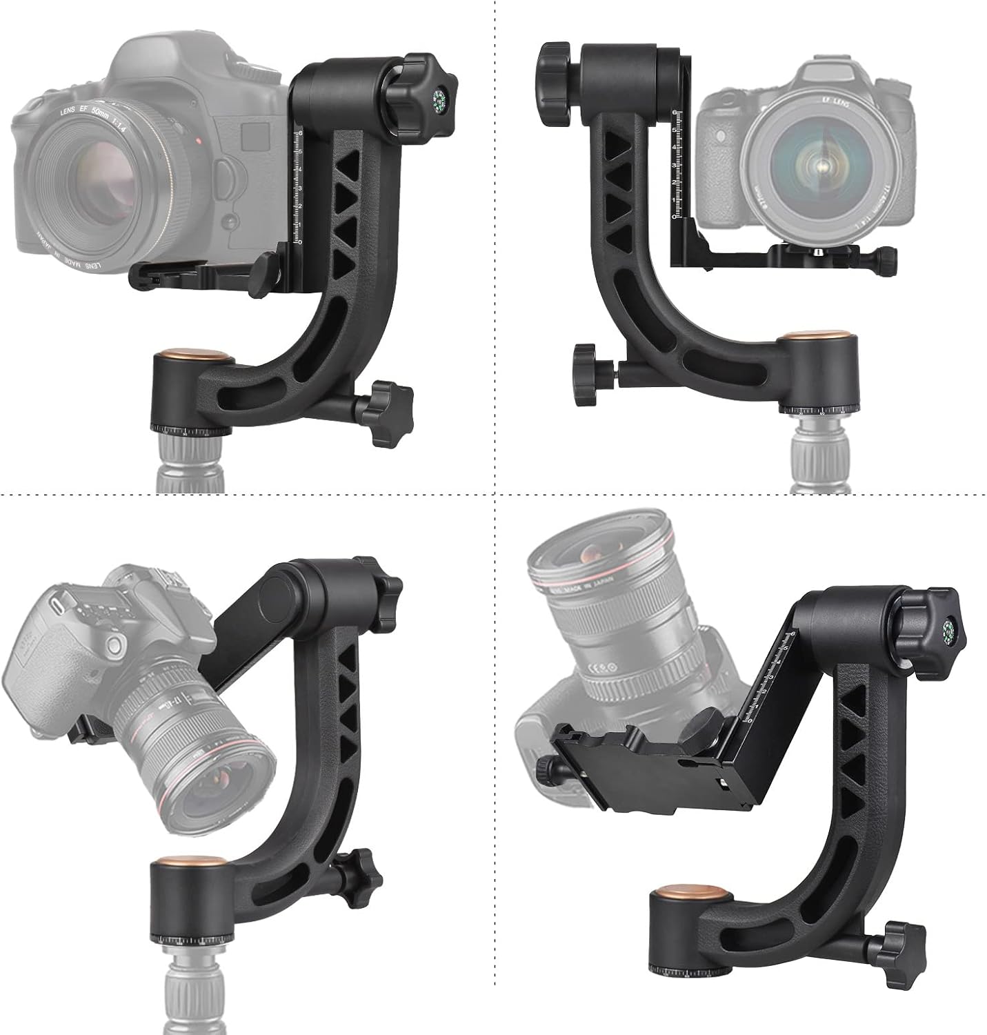 Heavy Duty Tripod Gimbal Head – 360° Panoramic Aluminum Mount with Arca-Swiss Quick Release