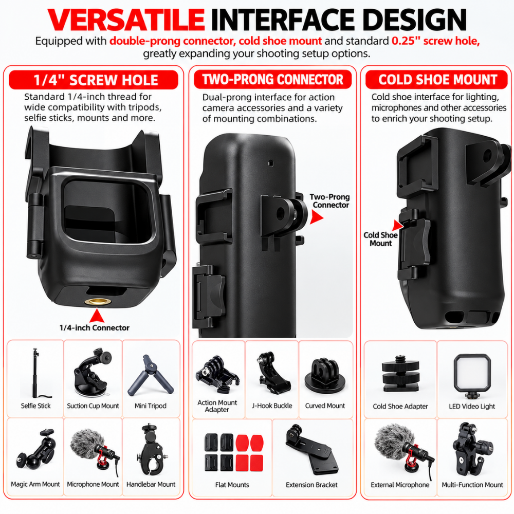 Camera frame case with universal cold shoe mount
