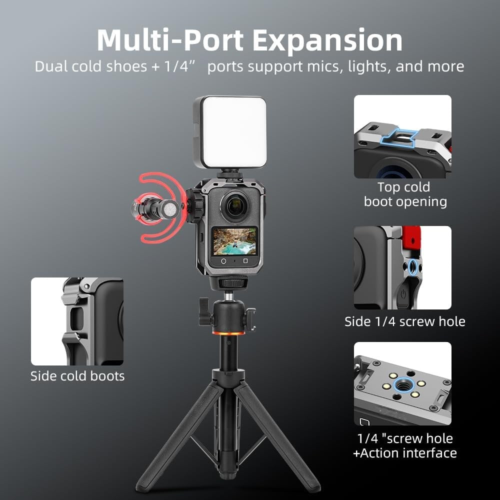 Yantralay Metal Camera Cage with Lens Protector for DJI Osmo Action 360