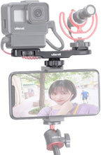 Camera accessory bracket for microphone and LED light setup