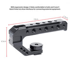 Camera top grip with 1/4 inch and 3/8 inch mounting points