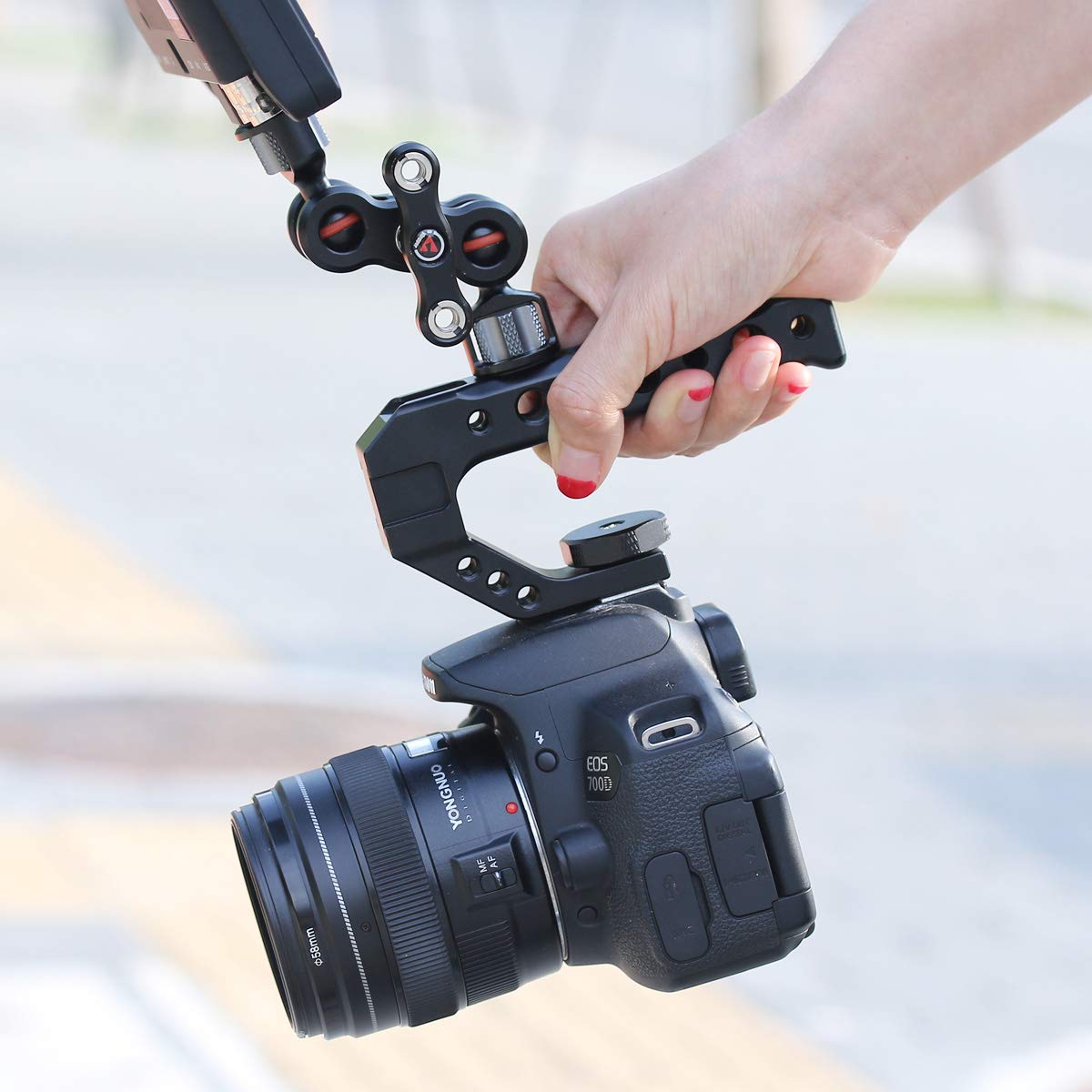 Aluminum camera handle grip for handheld video recording