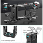 Action camera cage with cold shoe mount and threaded holes