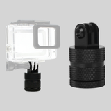 Action camera tripod adapter with 1/4 inch thread