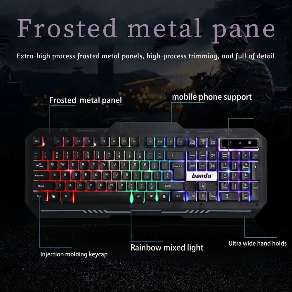 Rainbow RGB backlit keyboard for gaming desktop computer and everyday productivity