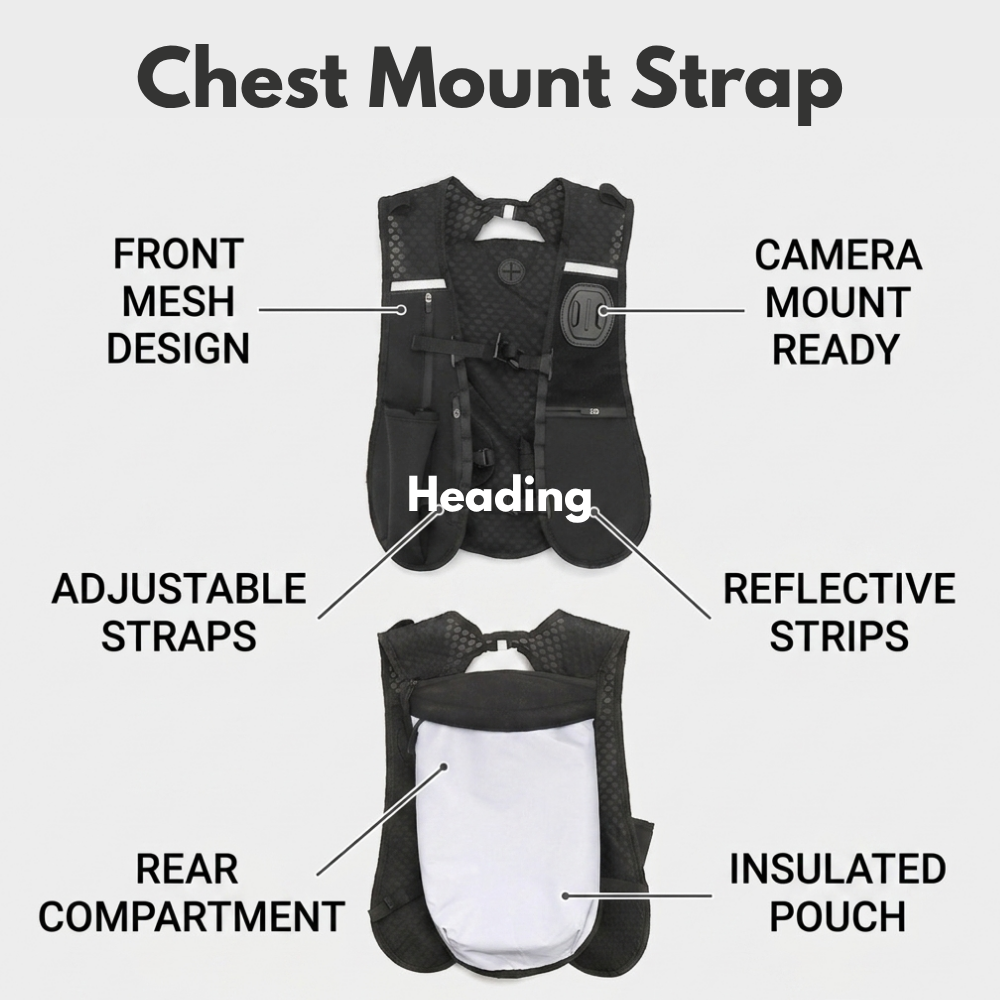 action camera vest mount breathable adjustable strap