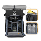15 inch laptop compartment inside rolltop camera backpack