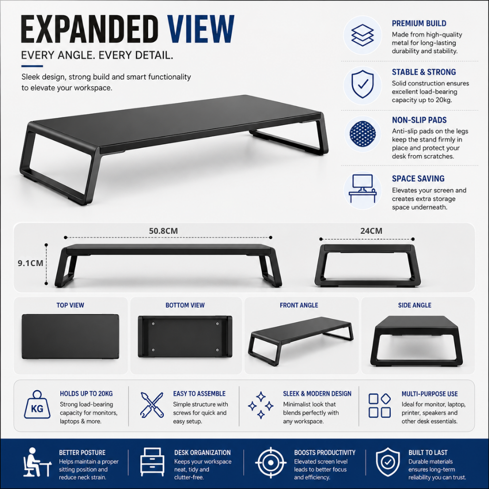 Desktop Monitor Stand with keyboard storage space