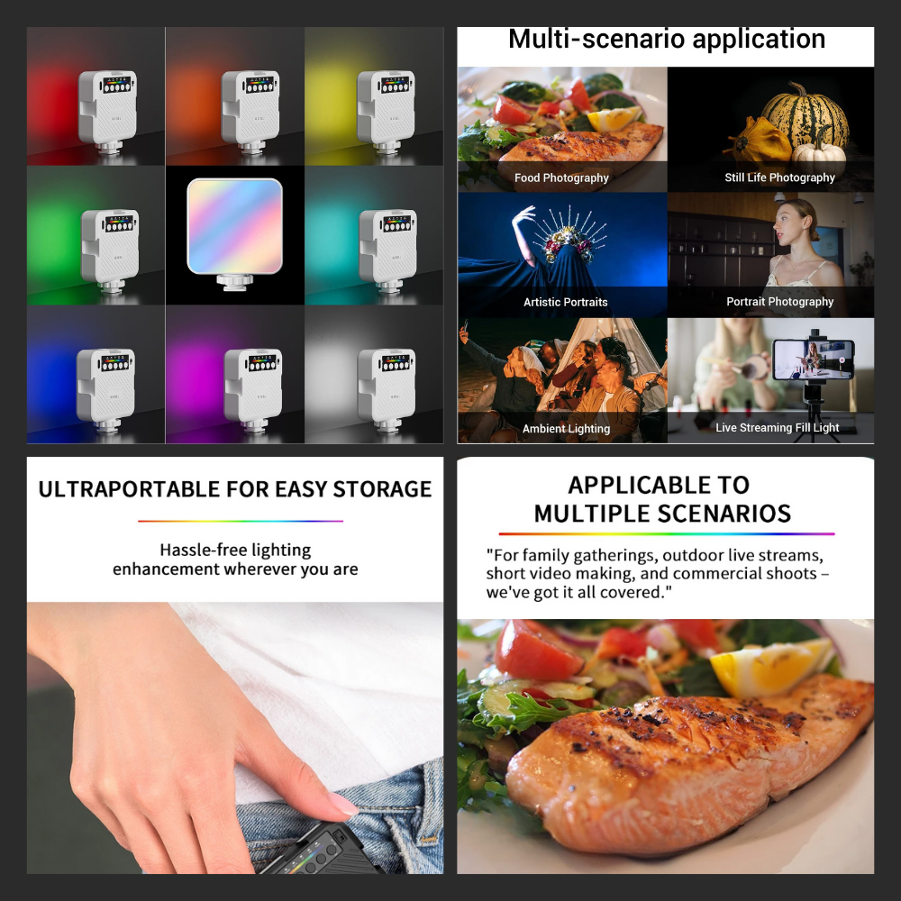 rgb video light with built in lighting effects for creators