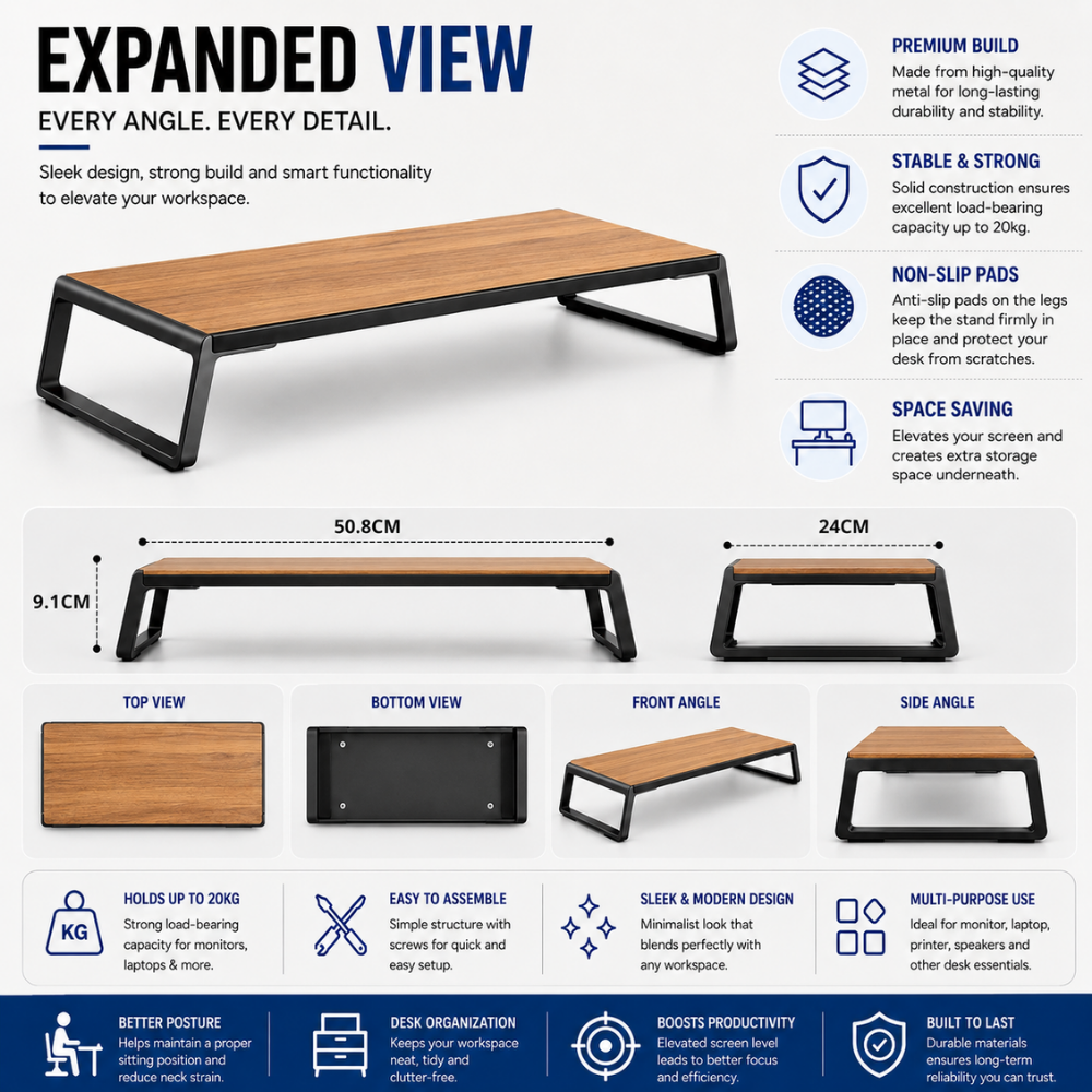 Desktop Monitor Stand with keyboard storage space