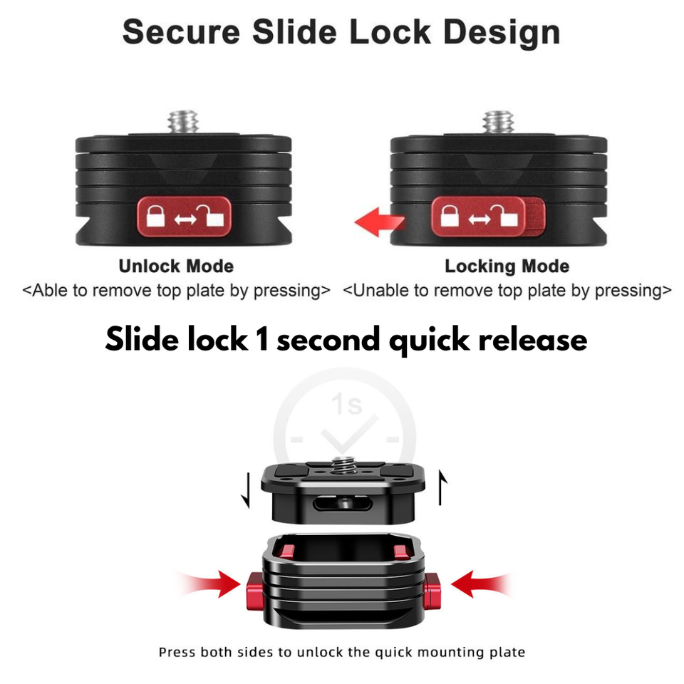 Universal quick release plate for DSLR and action cameras