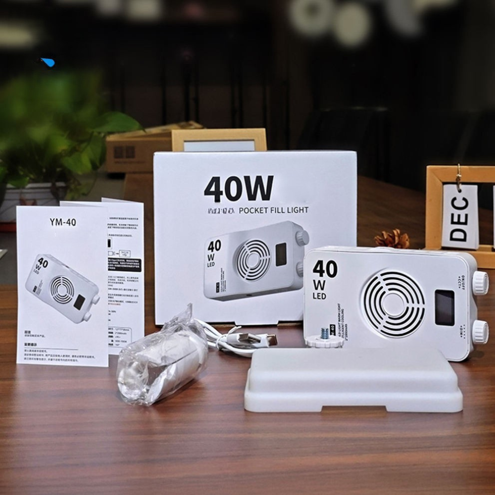 Pocket-size LED fill lamp with 4000mAh battery and cooling fan