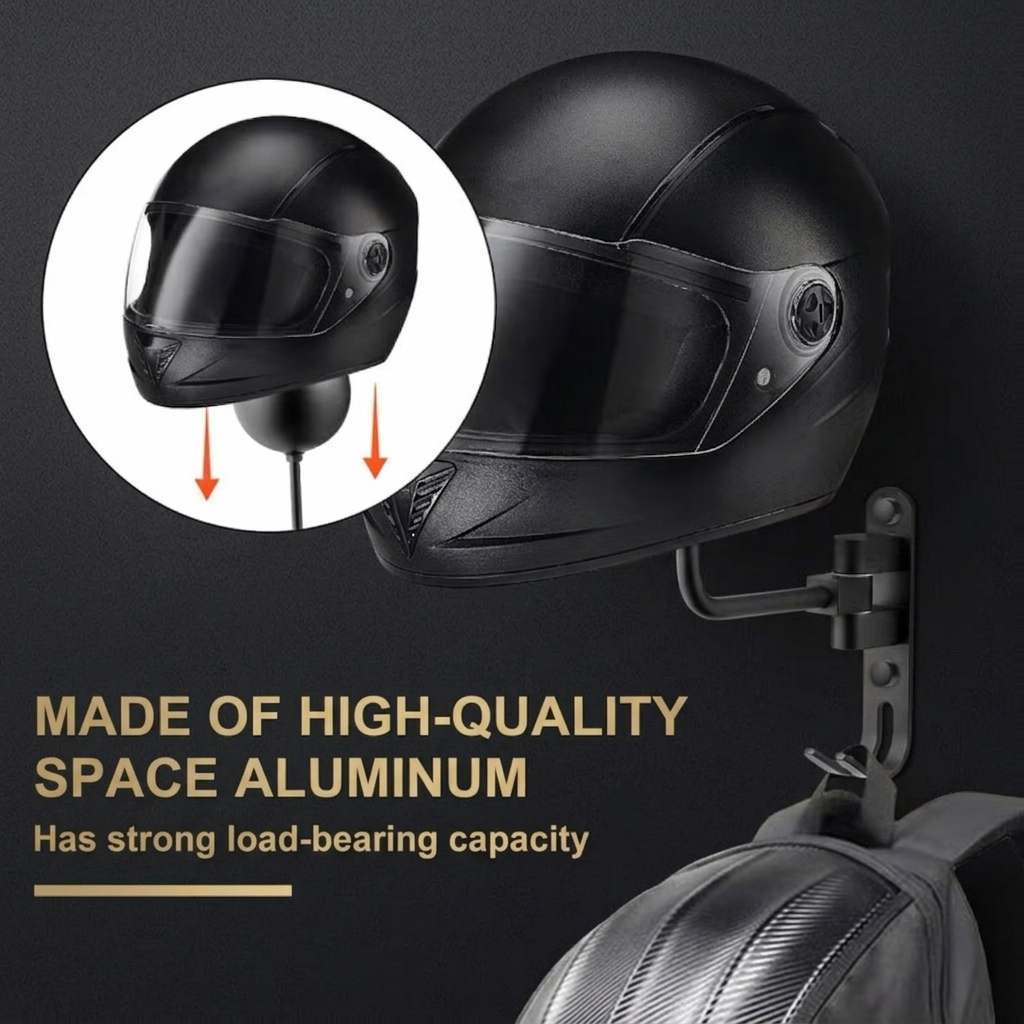Space aluminum motorcycle helmet organizer