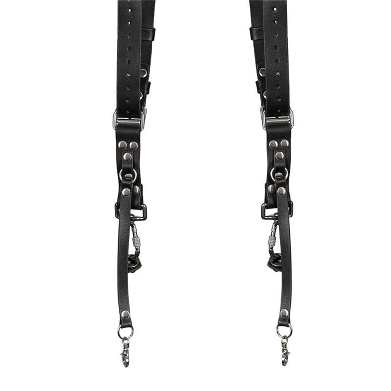 Double camera strap harness for DSLR/SLR with anti-slip grip