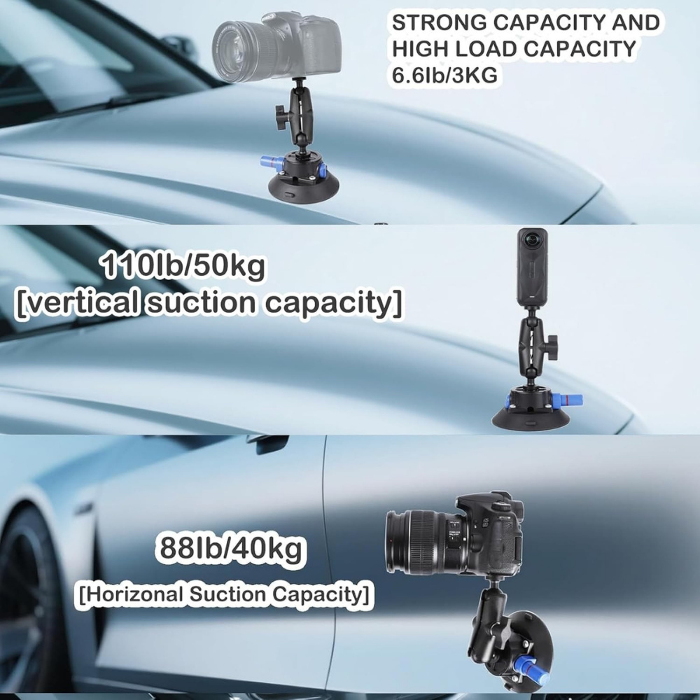 Heavy-duty air pump suction holder for camera stability