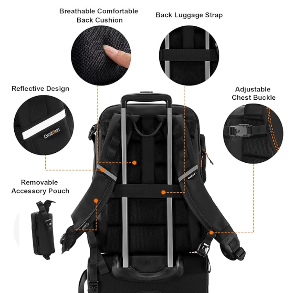Breathable padded shoulder straps and chest strap for comfort