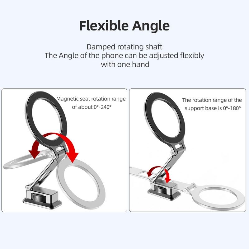 Foldable aluminum alloy phone mount with secure magnetic grip