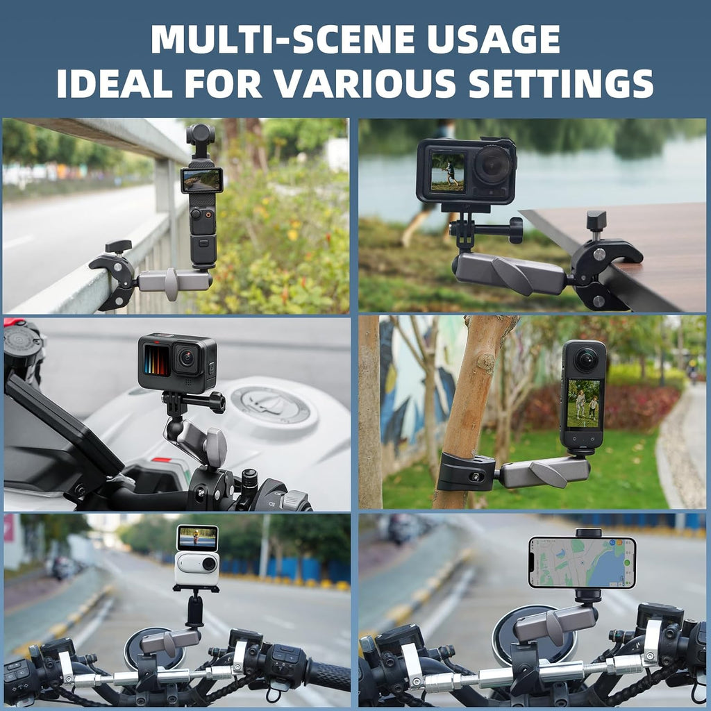 Insta 360 X4 Bike Handle bar mount for insta 360 cameras, dji osm o action 5 accessories mount for vlogging, gopro hero 13, gopro hero 12 action camera accessories for bike handlebar mount, motorcycle POV mount for insta 360 Camera, X3 Accessories, Action 5 pro mounts