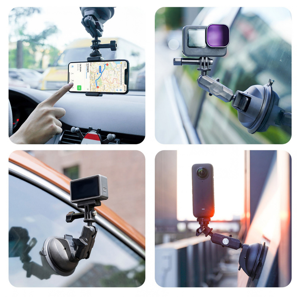Foldable suction cup camera mount for travel