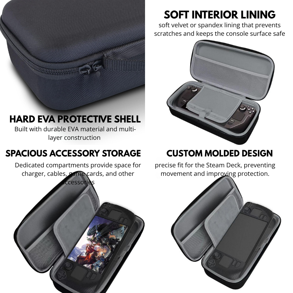 portable steam deck storage bag black