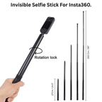 150cm selfie stick vanishing in 360 camera footage for third-person view