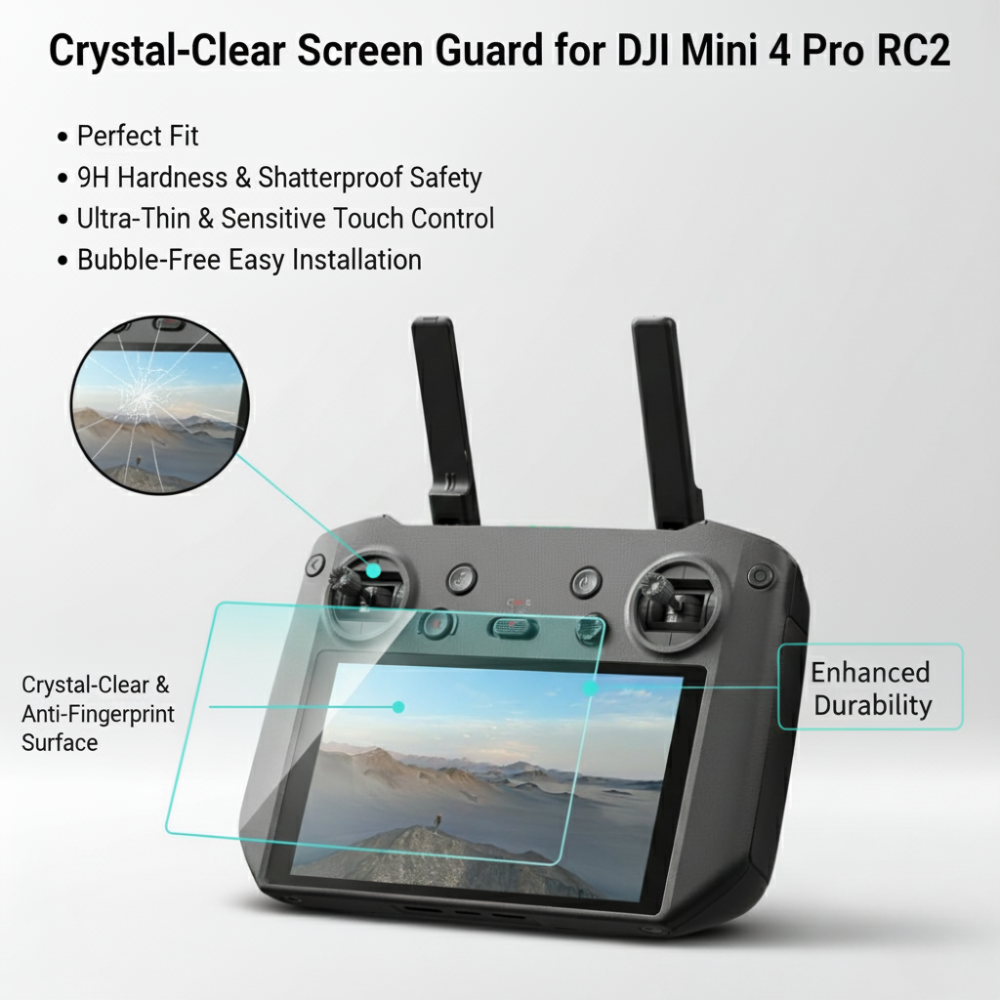 Durable drone controller case and glass combo for DJI Mini 4 Pro RC2