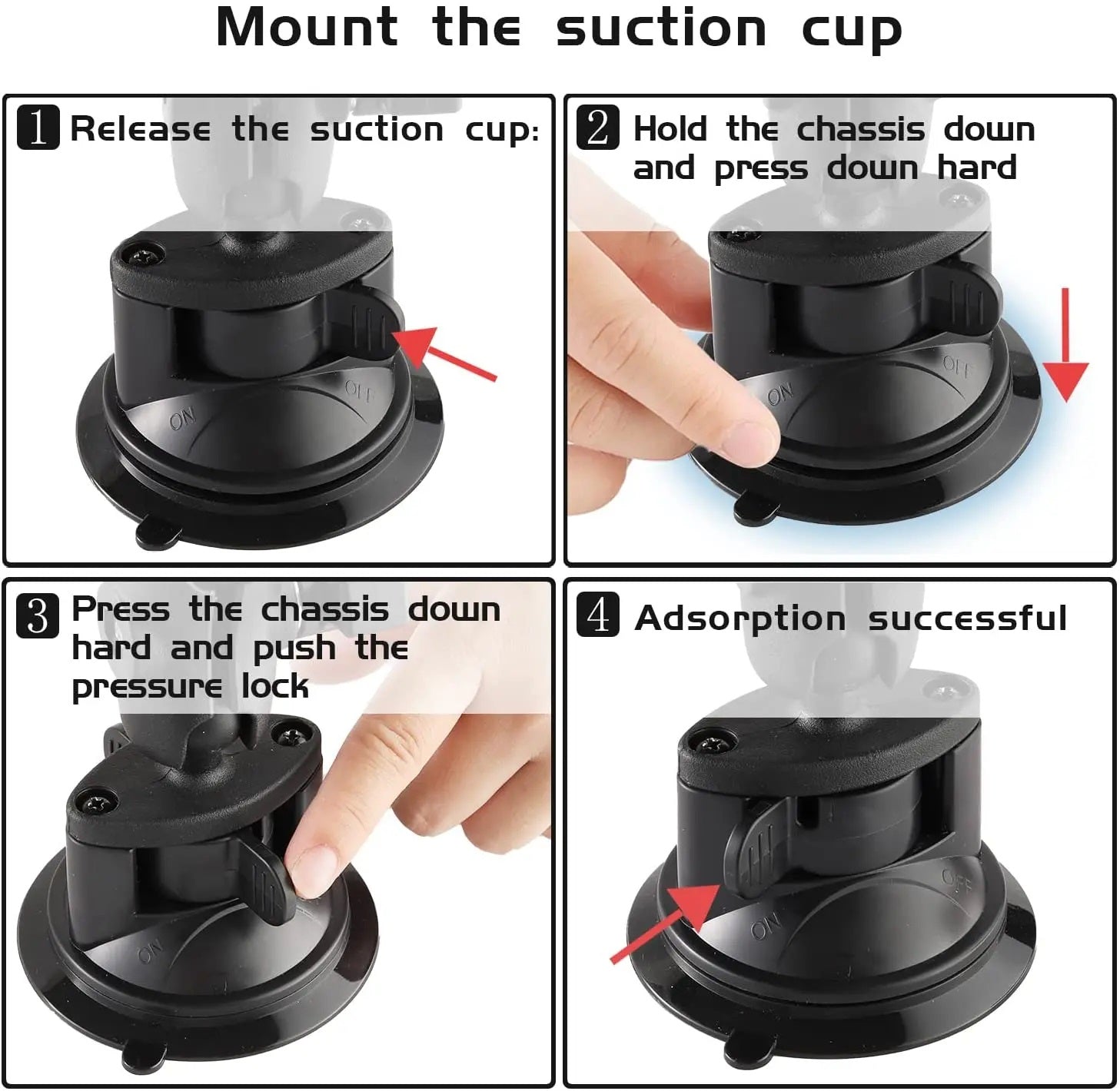 Car Suction Mount, GoPro Insta360 DJI Action Camera Phone Holder, 360 Rotatable, Heavy Duty, Windshield