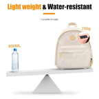 Tripod strap and elastic side pocket on photography backpack