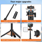Telescopic selfie stick tripod extending from 8 to 21 inches