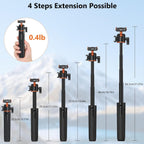 Action camera tripod with 360 degree ball head