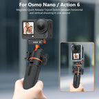 Compact action camera tripod with four stage telescopic rod