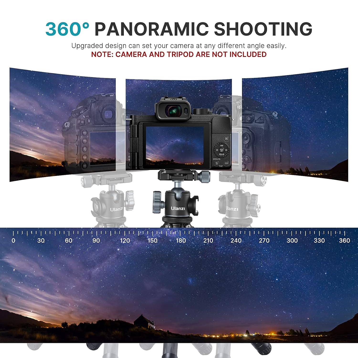 Metal tripod ball head with 10kg load capacity support