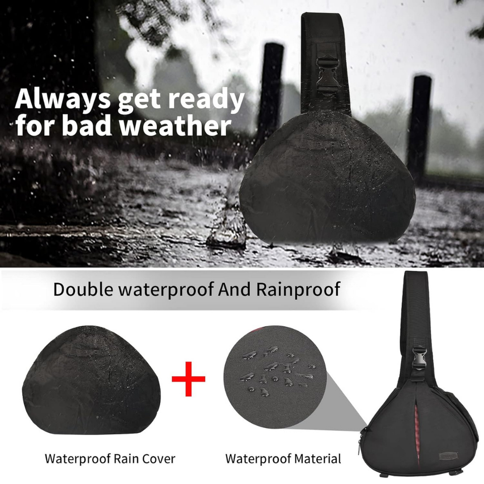 Triangle camera carry case with tripod holder and anti-theft buckles