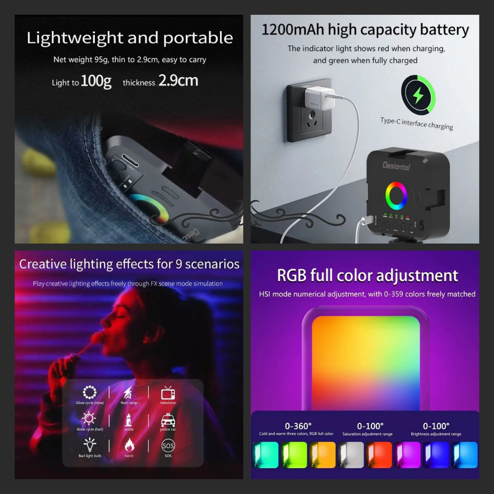 easy switch control rgb led fill light for video shooting