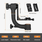 Heavy Duty Tripod Gimbal Head – 360° Panoramic Aluminum Mount with Arca-Swiss Quick Release